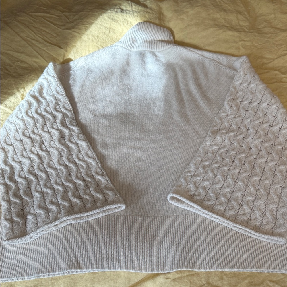 Theory 100% Cashmere Textured Sleeve Turtleneck Sweater – Ivory, Women’s M - Picture 10 of 10